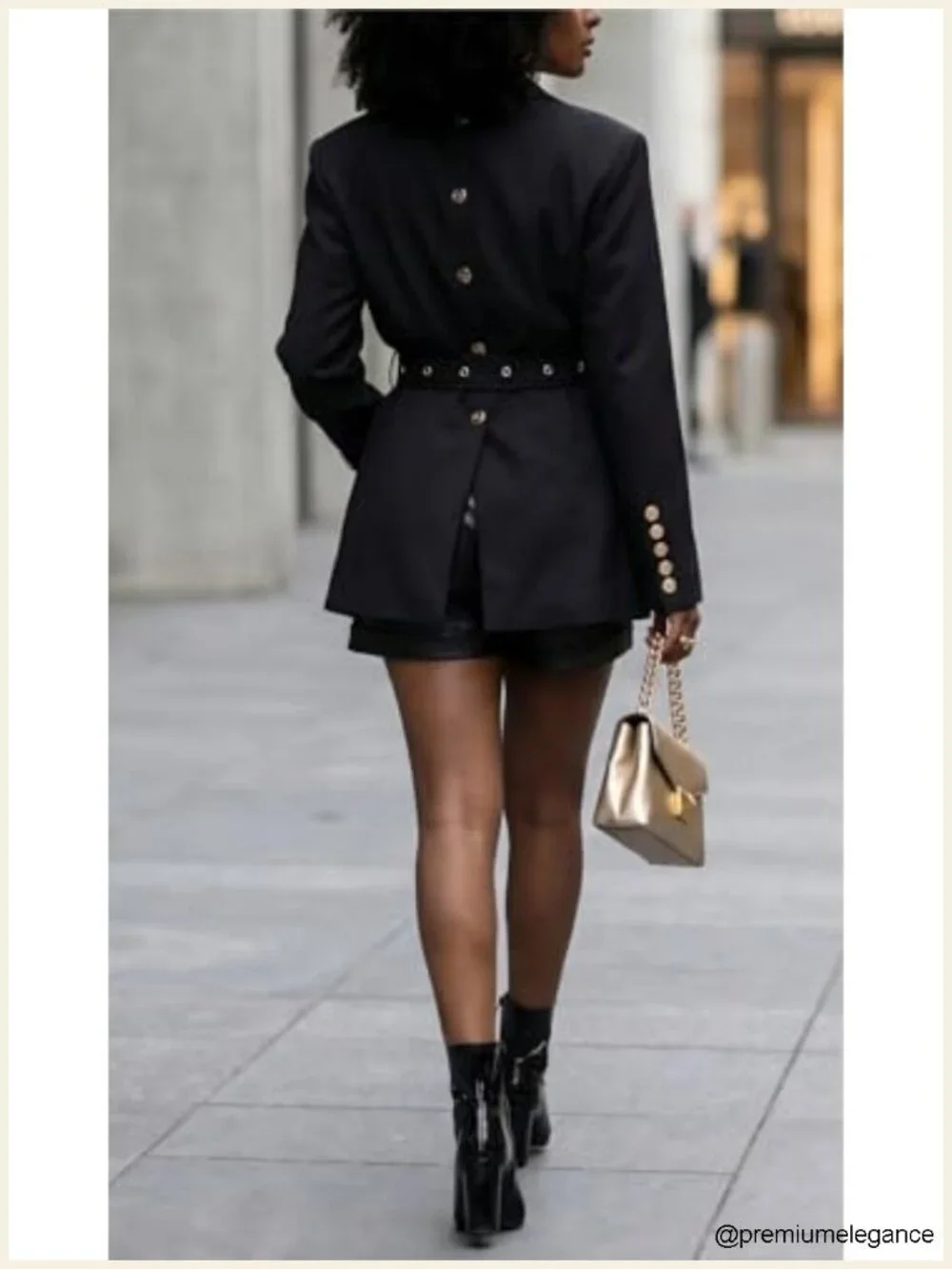 Oversize Long Sleeve Business Casual Blazer with Belt for Women Work Suit Jacket